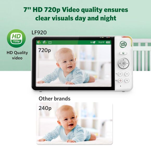 LeapFrog LF920HD Baby Monitor with Camera and Audio, 7" HD LCD Display (1455) - Picture 3 of 13